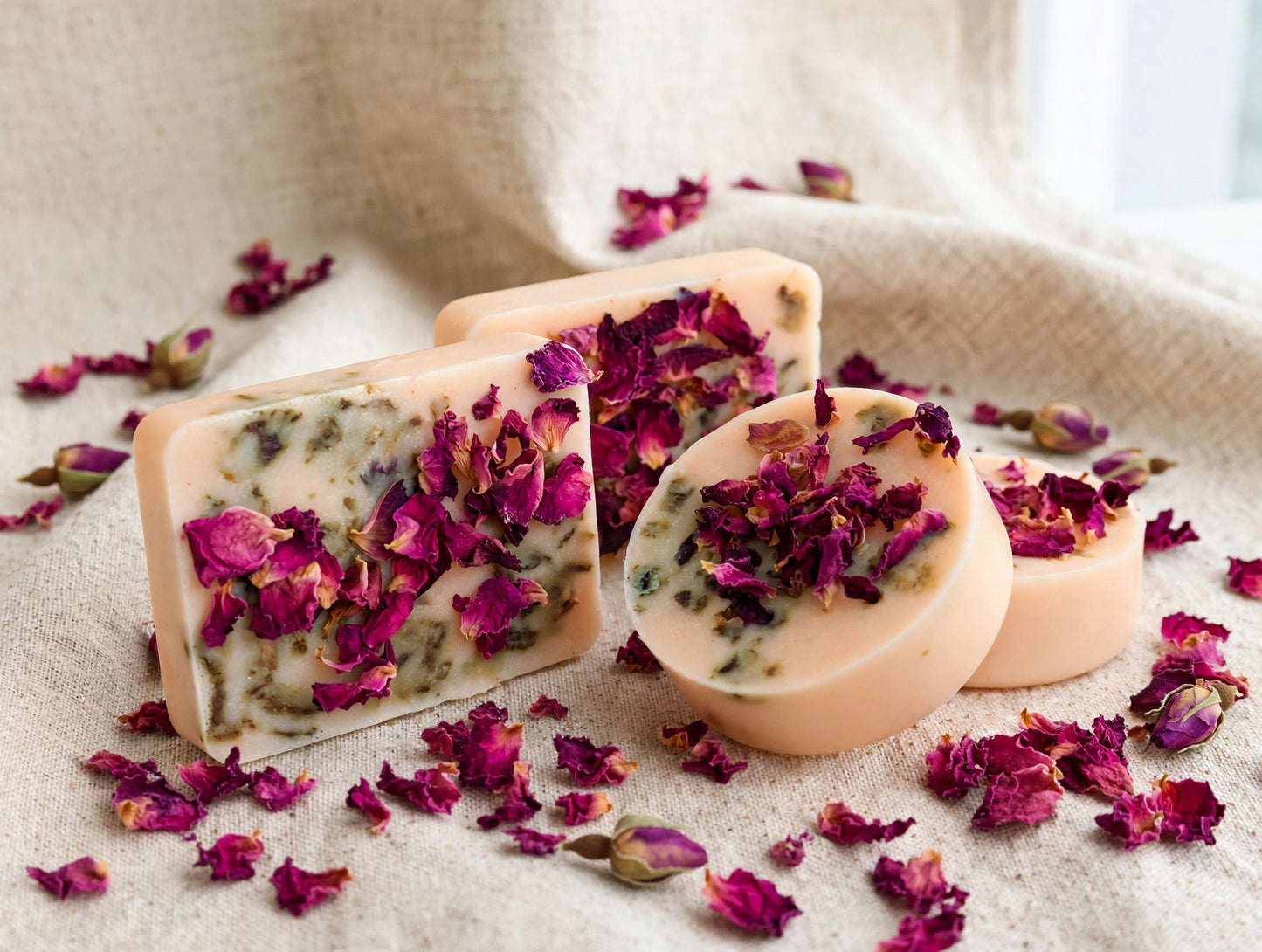 Rose Petal Soap — Handmade Shea Butter Soap with Dried Roses | Natural Floral Bar | 2 oz