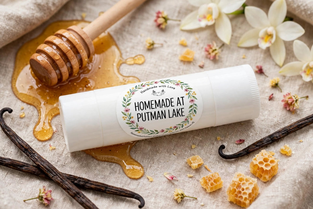 Honey Vanilla Lip Balm - Natural Beeswax Balm for Dry, Chapped Lips