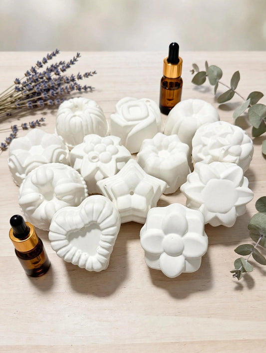 Handmade Aroma Stones - Set of 12 Floral Diffusers - Plaster Essential Oil Diffusers