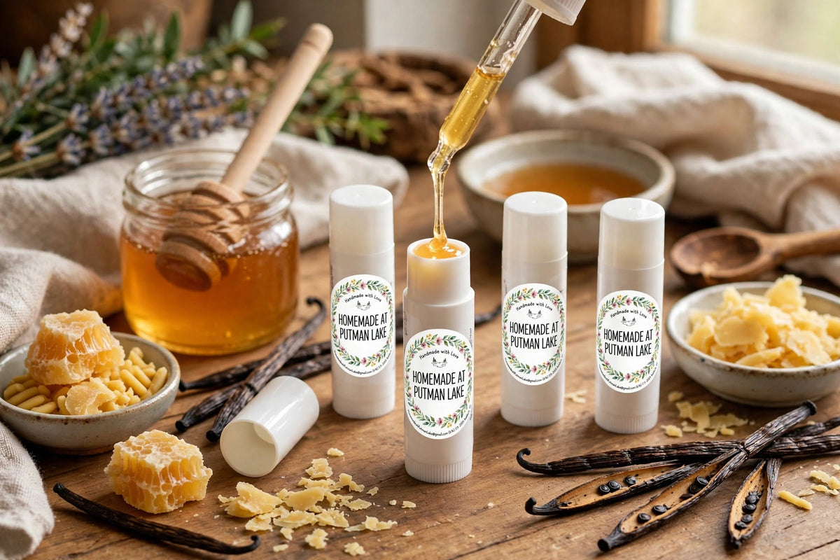 Honey Vanilla Lip Balm - Natural Beeswax Balm for Dry, Chapped Lips