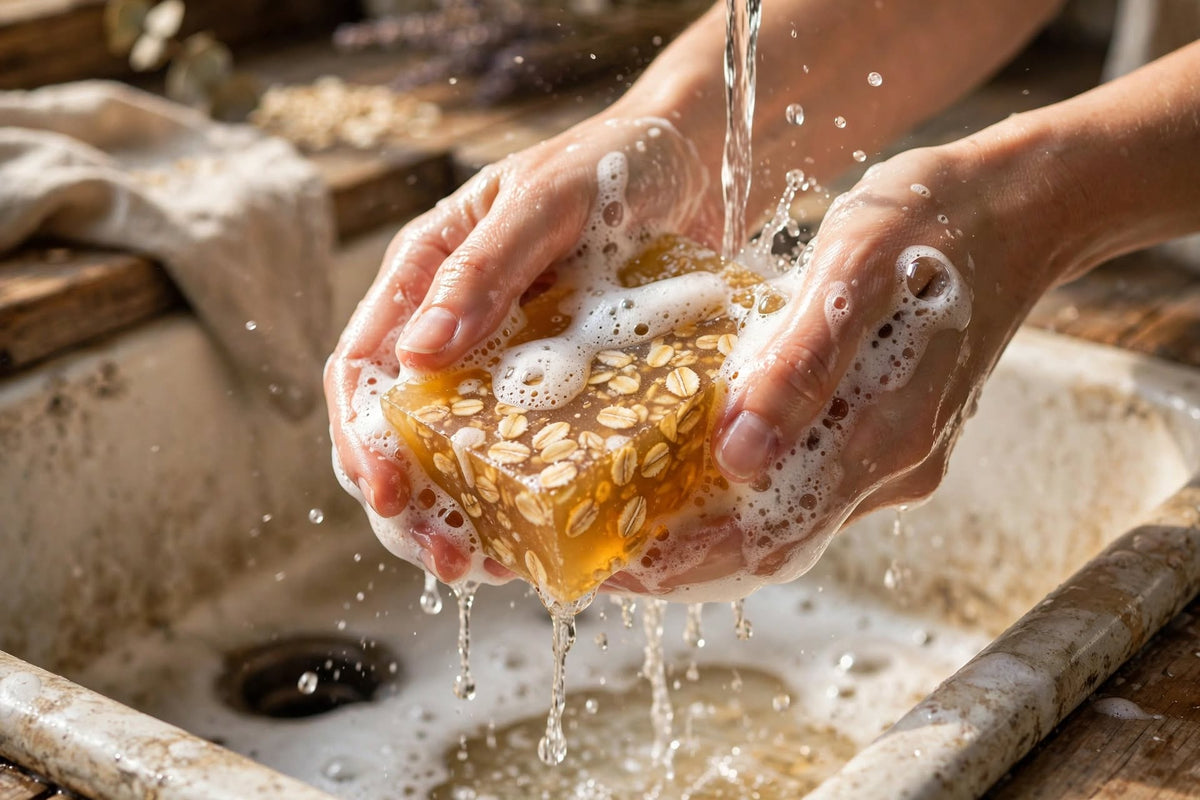 Handmade Honey Oatmeal Soap - With Real Honey & Oats - 2 oz