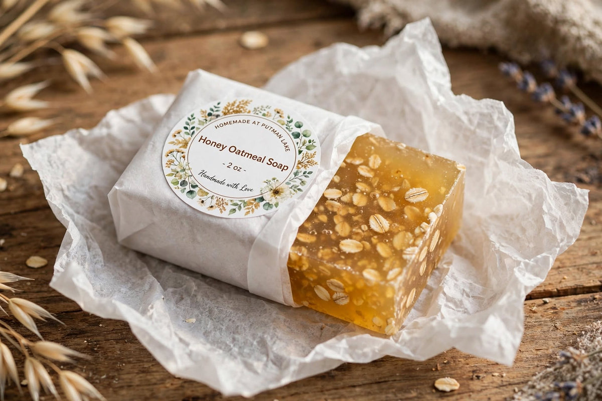 Handmade Honey Oatmeal Soap - With Real Honey & Oats - 2 oz