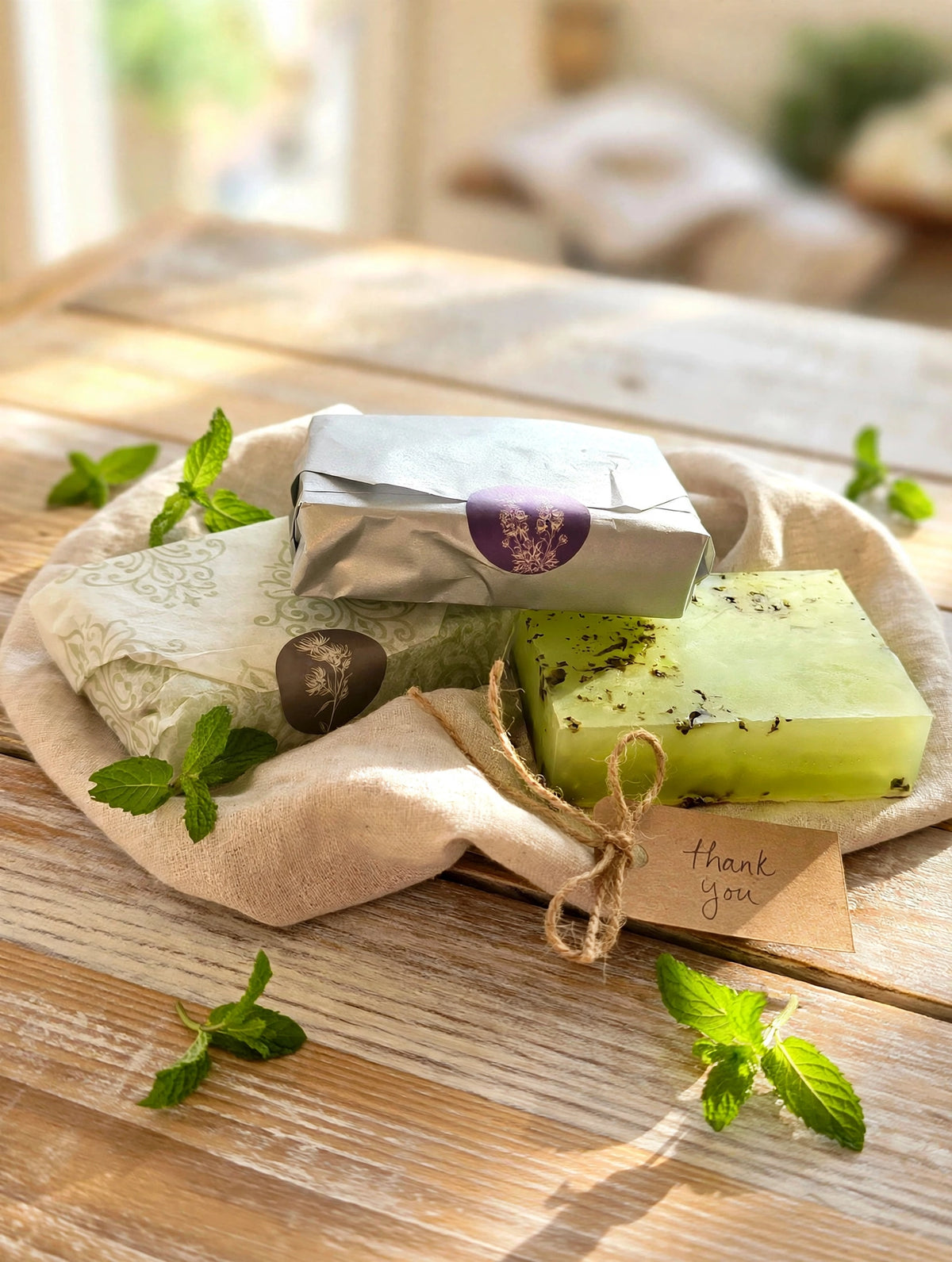 Handmade Peppermint Glycerin Soap - With Real Mint