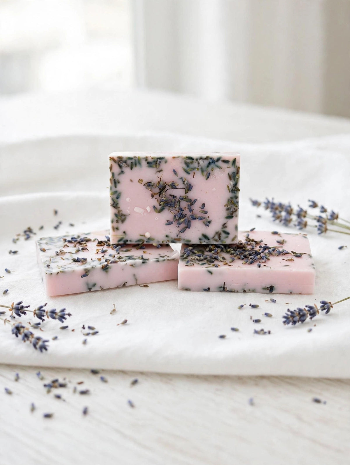 Homemade Lavender & Shea Butter Soap Bar - With Real Lavender Buds - 2 oz