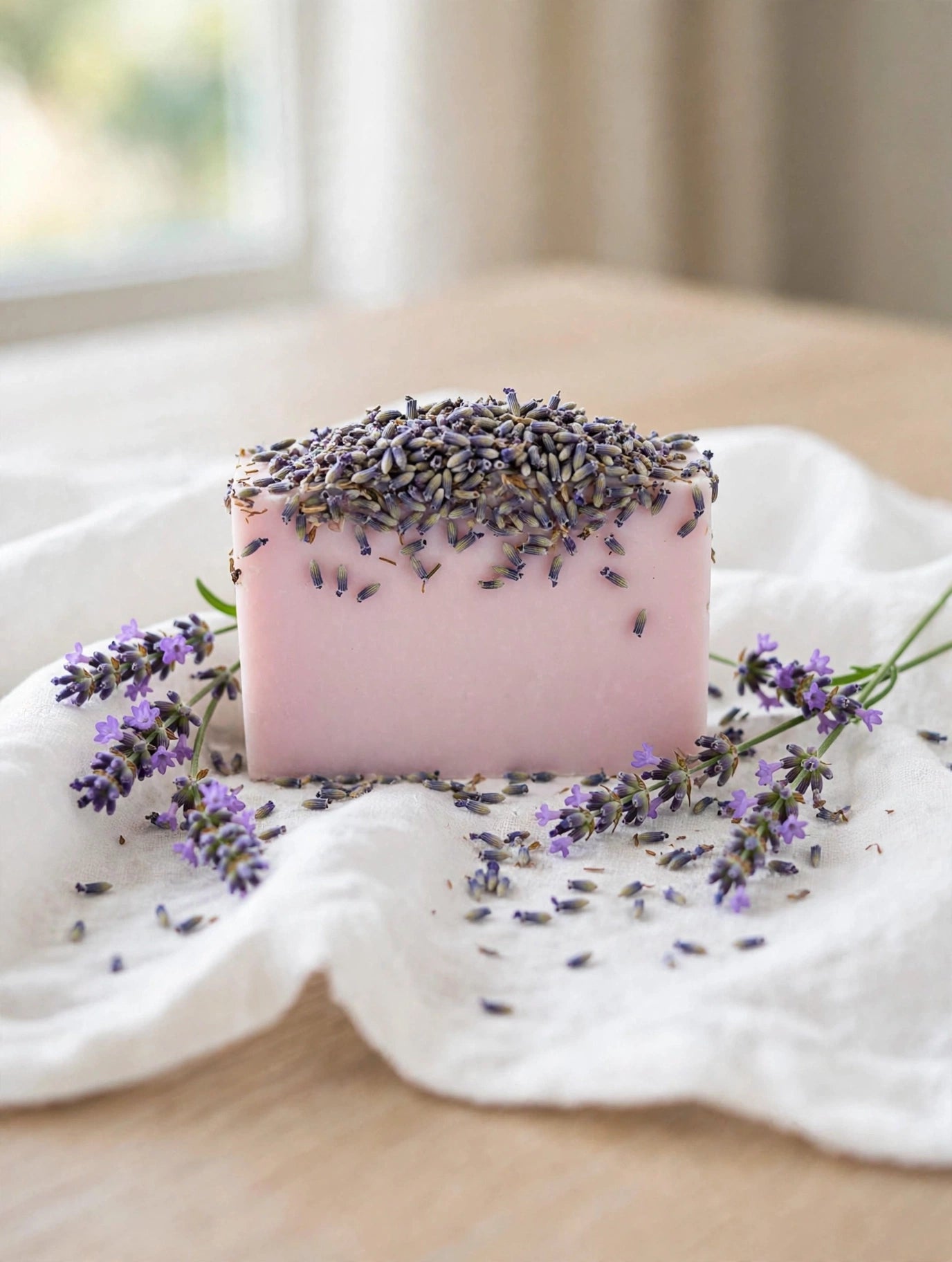 Homemade Lavender & Shea Butter Soap Bar - With Real Lavender Buds - 2 oz