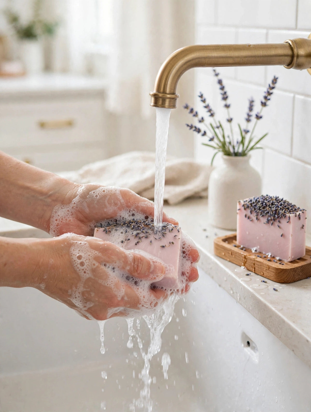 Homemade Lavender & Shea Butter Soap Bar - With Real Lavender Buds - 2 oz